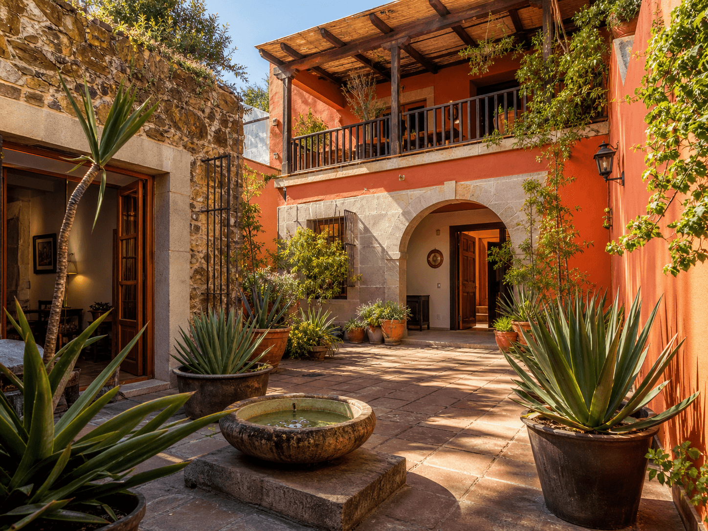 Oaxaca courtyard townhouse exterior